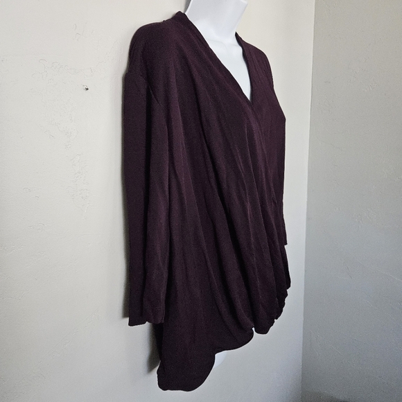 M.M. LaFleur Womens +3 Dark Purple Plum Quarter Sleeve Draped Front Blouse 22 24 - Picture 3 of 7